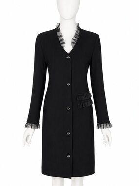Vintage Steve Fabrikant Signature Black Wool Dress - Size S